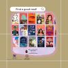 screenshot on a gold background of 15 young adult books; text reads "find a good read"